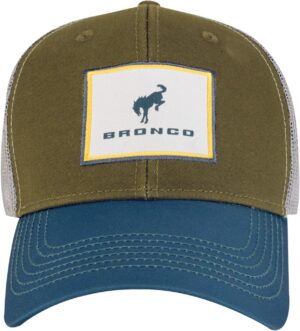 Ford Bronco Snapback Hat with Patch Logo, Olive/Teal