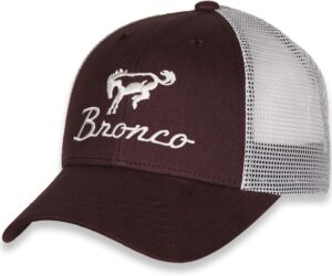 Ford Bronco Bucking Script Logo Trucker Mesh Brown Hat