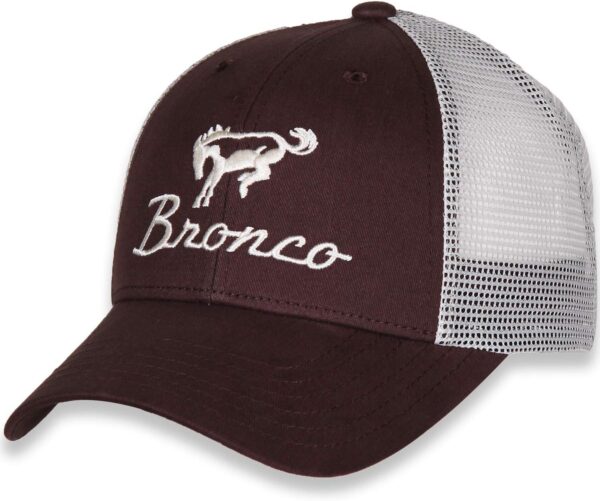 Ford Bronco Bucking Script Logo Trucker Mesh Brown Hat