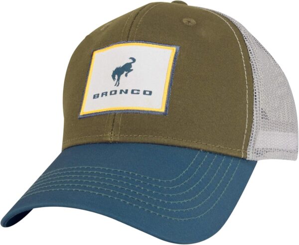 Ford Bronco Snapback Hat with Patch Logo, Olive/Teal