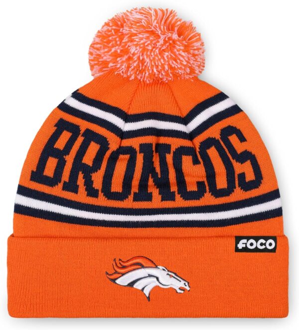 FOCO NFL Team Logo Stripe Pom Beanie Hat