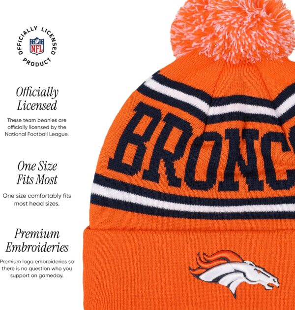 FOCO NFL Team Logo Stripe Pom Beanie Hat