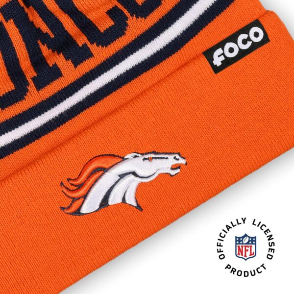 FOCO NFL Team Logo Stripe Pom Beanie Hat