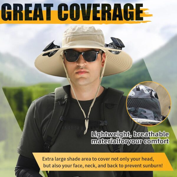Wide Brim Solar Fan Outdoor Fishing Hat Hats for Men Women &...