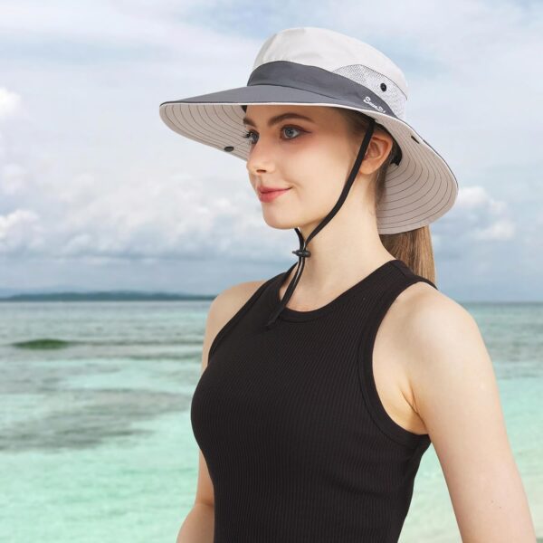 NPQQUAN Ponytail Sun Bucket Hats for Women Men Wide Brim UPF...