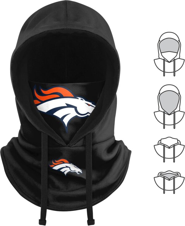 FOCO NFL Team Logo Black Drawstring Winter Cap Hooded Gaiter...