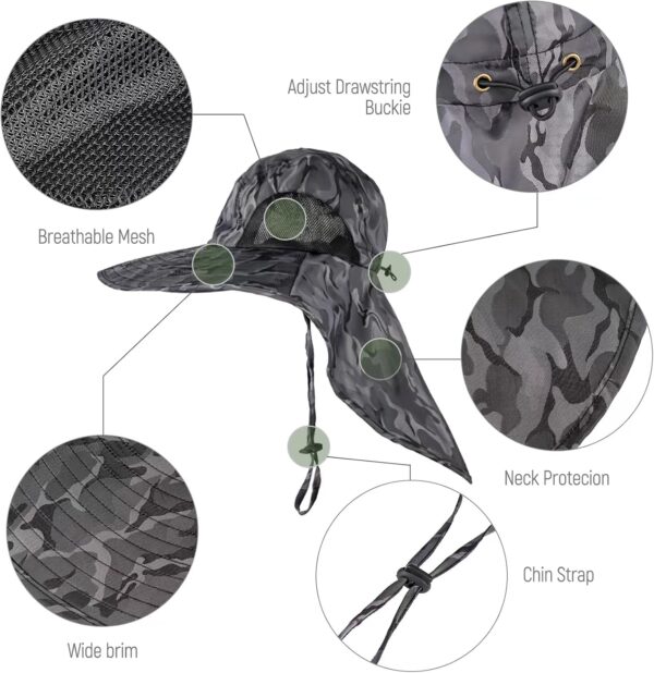 Outdoor Sun Hat for Men with 50+ UPF Protection Safari Cap W...