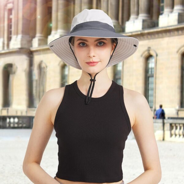 NPQQUAN Ponytail Sun Bucket Hats for Women Men Wide Brim UPF...