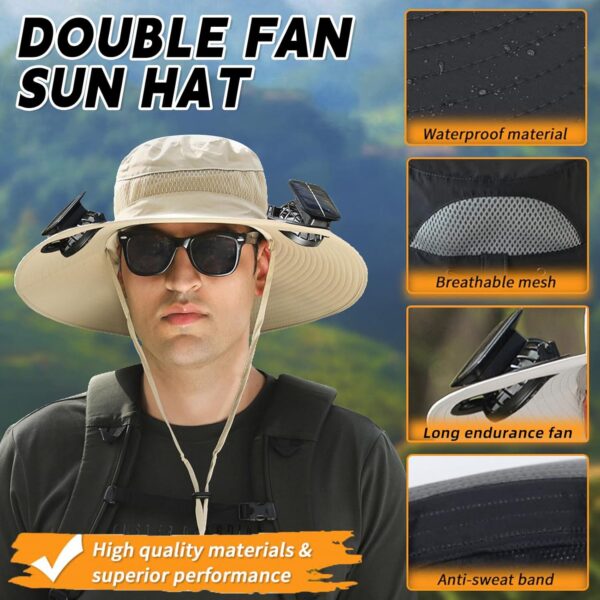 Wide Brim Solar Fan Outdoor Fishing Hat Hats for Men Women &...