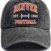 Football Embroidered Baseball Hat, Adjustable Unisex Cotton ...