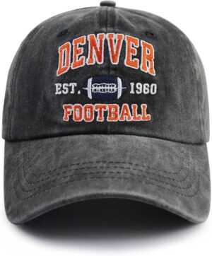 Football Embroidered Baseball Hat, Adjustable Unisex Cotton ...