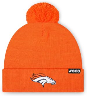 FOCO NFL Team Logo Basic Pom Beanie Hat