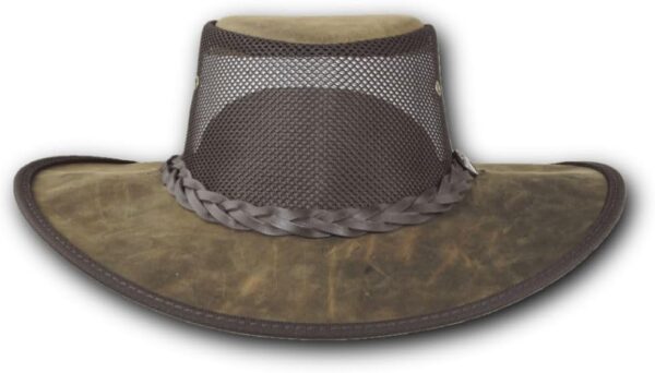 Wide Brim Foldaway Bronco Cooler Leather Hat - Item 2080