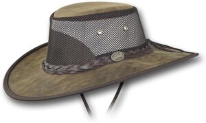 Wide Brim Foldaway Bronco Cooler Leather Hat - Item 2080