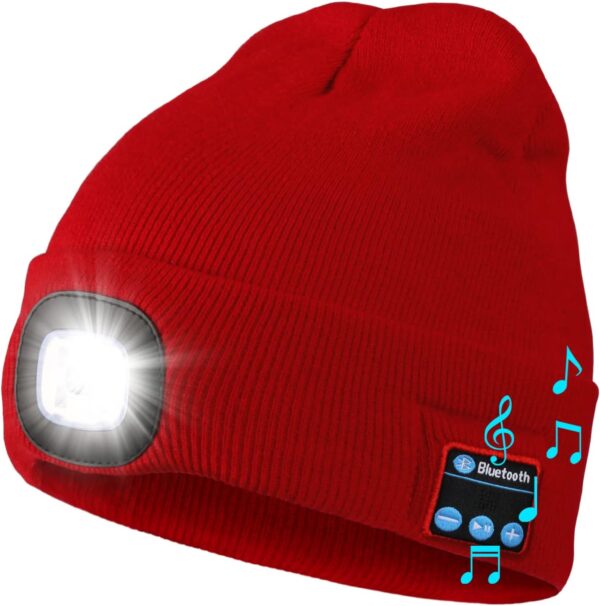 Wmcaps Bluetooth Beanie with a Light, Unisex USB Rechargeabl...
