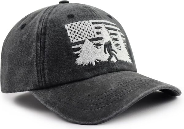 Bigfoot American Flag Hat for Men Women, Funny Adjustable Co...