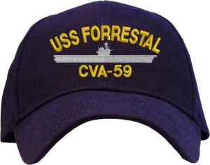 USS Forrestal CVA-59 Embroidered Baseball Cap - Navy