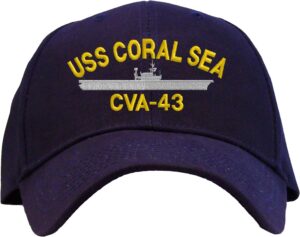 USS Coral Sea CVA-43 Embroidered Baseball Cap - Navy Blue