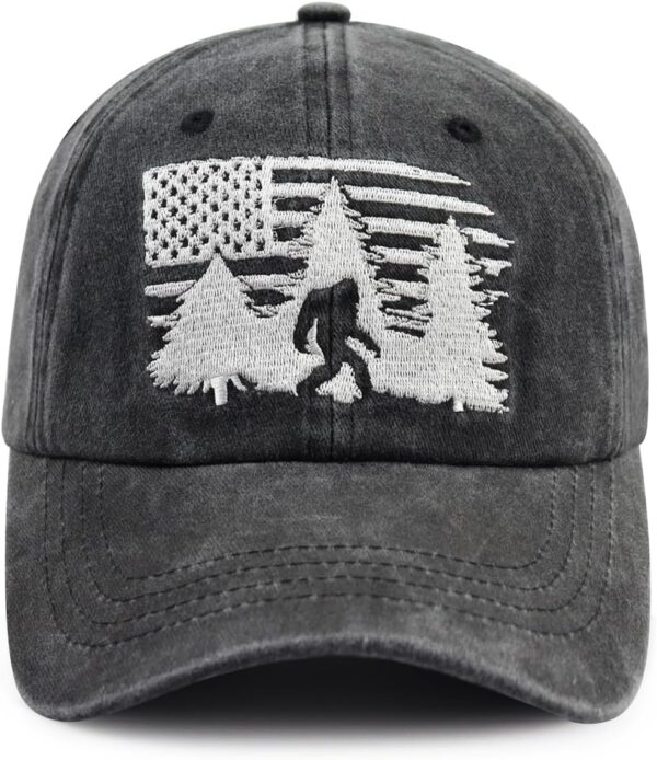 Bigfoot American Flag Hat for Men Women, Funny Adjustable Co...