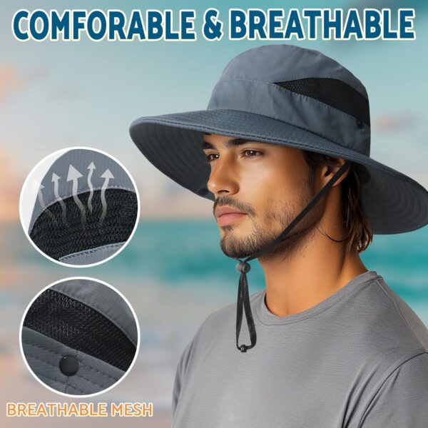 PFFY Sun Bucket Hats for Men Women 3” Wide Brim UPF 50+ Fish...
