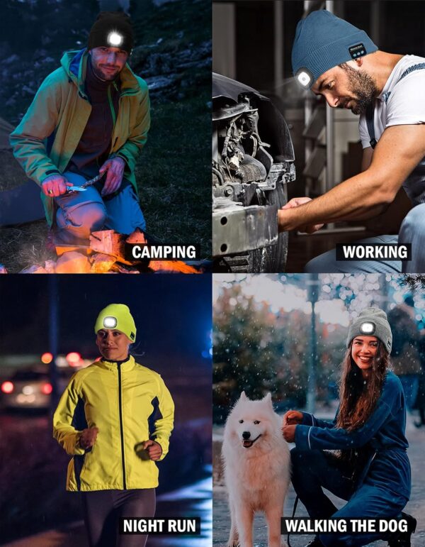 Wmcaps Bluetooth Beanie with a Light, Unisex USB Rechargeabl...