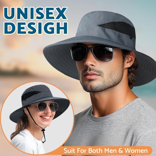PFFY Sun Bucket Hats for Men Women 3” Wide Brim UPF 50+ Fish...