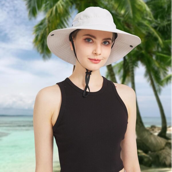 NPJY Sun Hats for Women Men 3” Wide Brim UPF 50+ Fishing Bea...