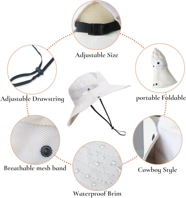 NPJY Sun Hats for Women Men 3” Wide Brim UPF 50+ Fishing Bea...