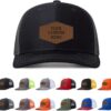 Custom Leather Patch Trucker Hat - Personalized Baseball Cap...