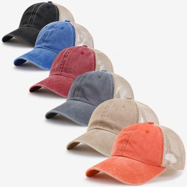 Vintage Washed Trucker Hat Distressed Adjustable Mesh Baseba...