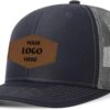 Custom Leather Patch Trucker Hat - Personalized Baseball Cap...