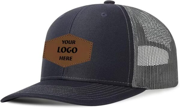 Custom Leather Patch Trucker Hat - Personalized Baseball Cap...