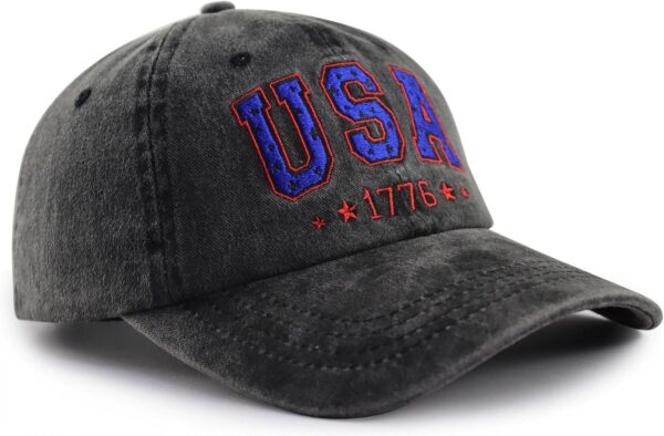 USA Flag 1776 Hat for Men Women, Funny Adjustable Cotton Emb...