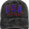 USA Flag 1776 Hat for Men Women, Funny Adjustable Cotton Emb...