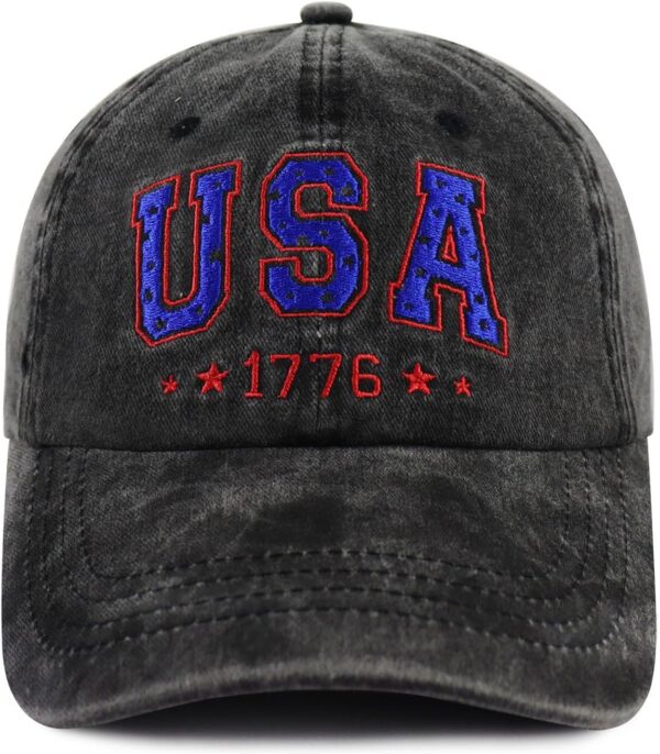 USA Flag 1776 Hat for Men Women, Funny Adjustable Cotton Emb...