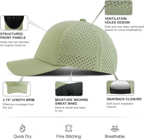 VOBOOM Men Quick Dry Baseball Cap Laser Cut Mesh Ball Curved...