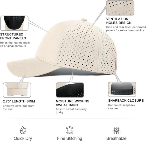 VOBOOM Men Quick Dry Baseball Cap Laser Cut Mesh Ball Curved...
