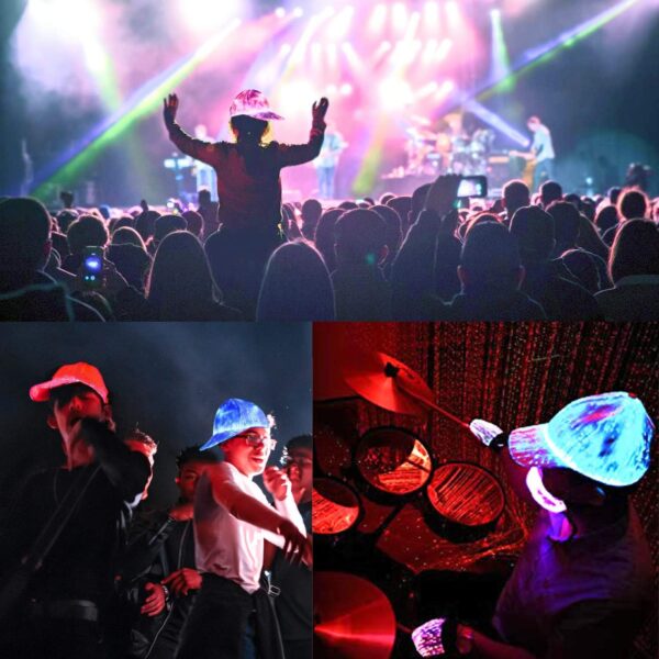 Fiber optic cap LED hat with 7 colors luminous glowing EDC b...