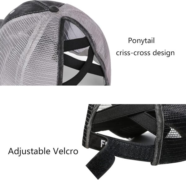 Baseball Cap Hot Criss Cross Ponytail Hat for Women Distress...