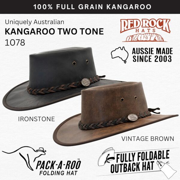 1078 Kangaroo Two Tone - Australian Outback Hat - Kangaroo L...