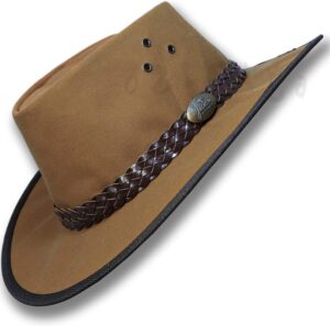 Oztrala Hat Oilskin Canvas Australian Outback Leather Mens B...
