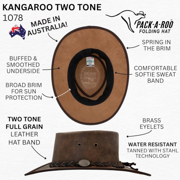 1078 Kangaroo Two Tone - Australian Outback Hat - Kangaroo L...
