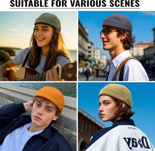 CLAPE Thick Cuff Brimless Caps for Men Washed Cotton Retro W...