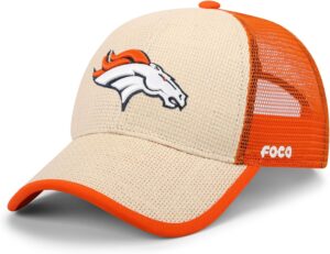 FOCO Men's NFL Team Logo Straw Mesh Casual Trucker Cap Hat