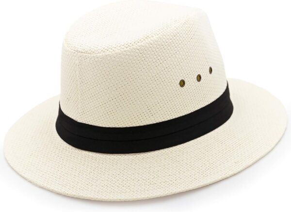 Natural Matte Toyo Safari Men's Sun Hat with Black Band, 2 1...