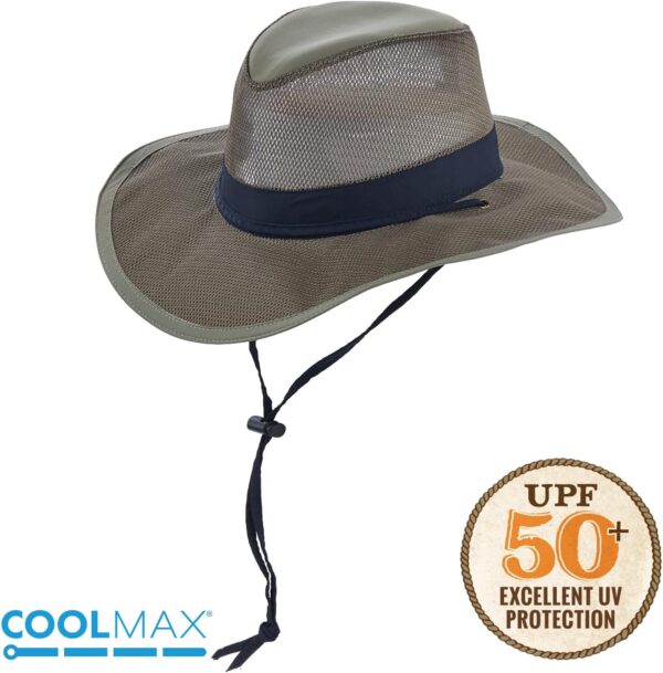 Mesh Crown Safari Men's Sun Hat, 3" Brim, Adjustable Chin Co...
