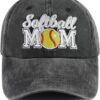 Softball Mom Hats for Women, Adjustable Embroidered Mama Bas...