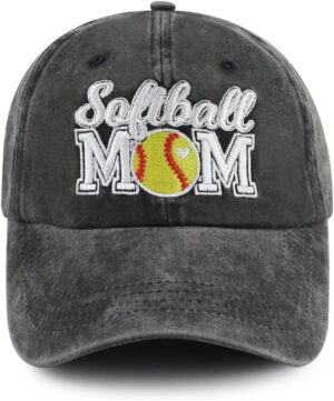 Softball Mom Hats for Women, Adjustable Embroidered Mama Bas...