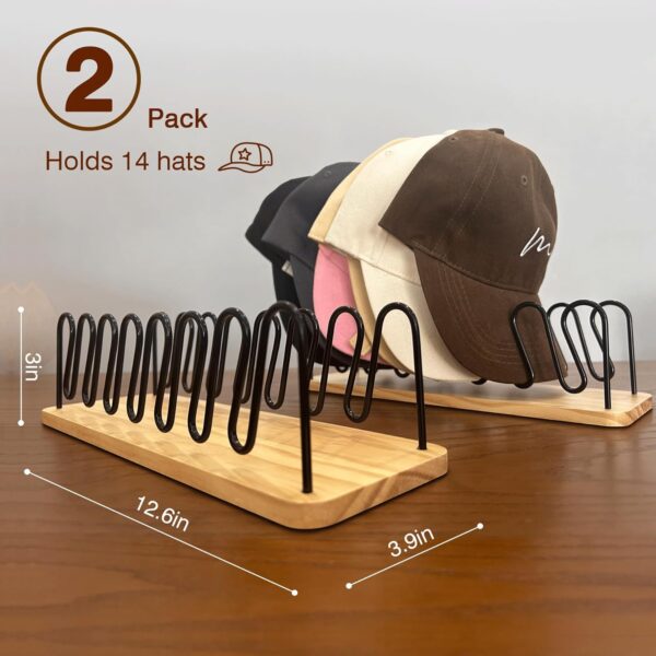 Hat Organizer for Baseball Caps-2 PacK | Wood & Metal Hat Ra...