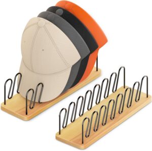 Hat Organizer for Baseball Caps-2 PacK | Wood & Metal Hat Ra...